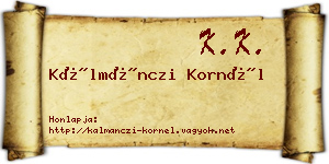 Kálmánczi Kornél névjegykártya